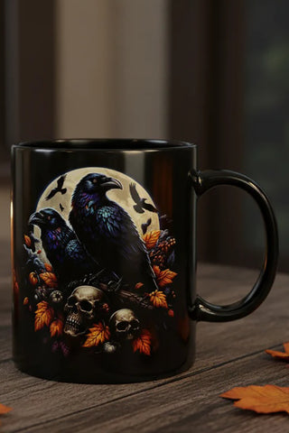 Oakhart Black Raven and Skulls Mug Art080 | Angel Clothing