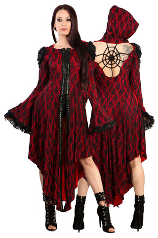 Burleska Hooded Red Jacket / Coat / Dress | Angel Clothing