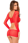 Rene Rofee Red Crochet-Net Bodystocking | Angel Clothing
