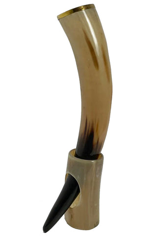 Viking Drinking Horn with Horn Stand and Metal Banding | Angel Clothing