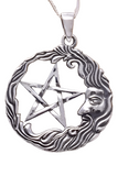 Seventh Sense Wiseman and Pentagram Silver Pendant
