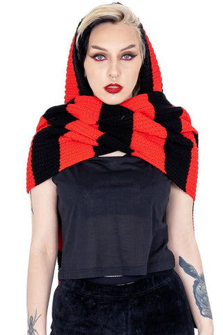 Heartless Zenni Scarf Black/Red | Angel Clothing