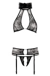 Abierta Fina Suspender Lingerie Set (XL) | Angel Clothing