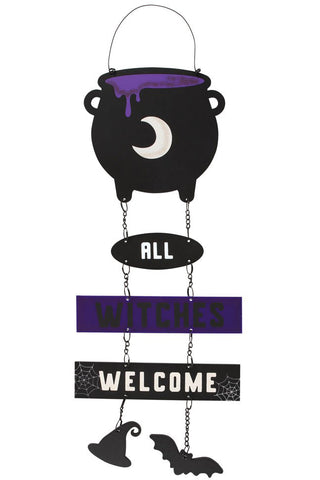 All Witches Welcome Cauldron Chain Sign | Angel Clothing