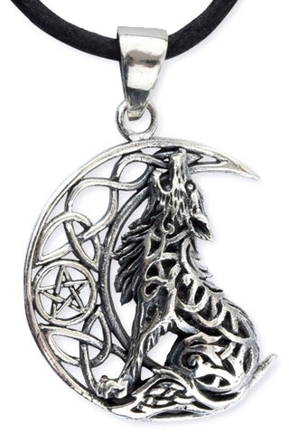 EtNox Howling Wolf in Moon pendant | Angel Clothing