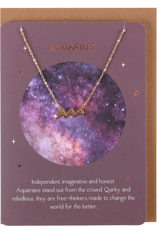 Aquarius Zodiac Necklace Card | Angel Clothing