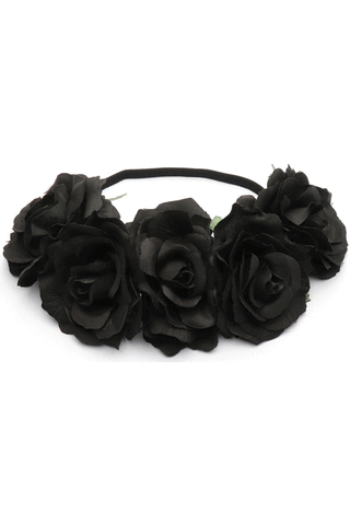 Black Rose Gothic Hairband Garland | Angel Clothing