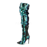 Pleaser COURTLY 3011 Boots Green | Angel Clothing