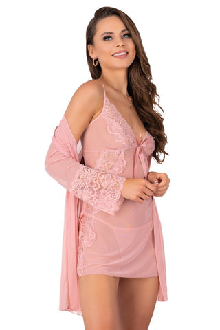 Corsetti Myardis Pink Gown and Chemise Set (L, XL) | Angel Clothing