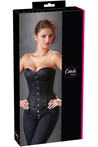Cottelli Party Black Brocade Corset | Angel Clothing