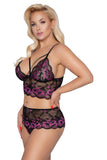 Cottelli Curves Plus Size Black Pink Lingerie Set | Angel Clothing