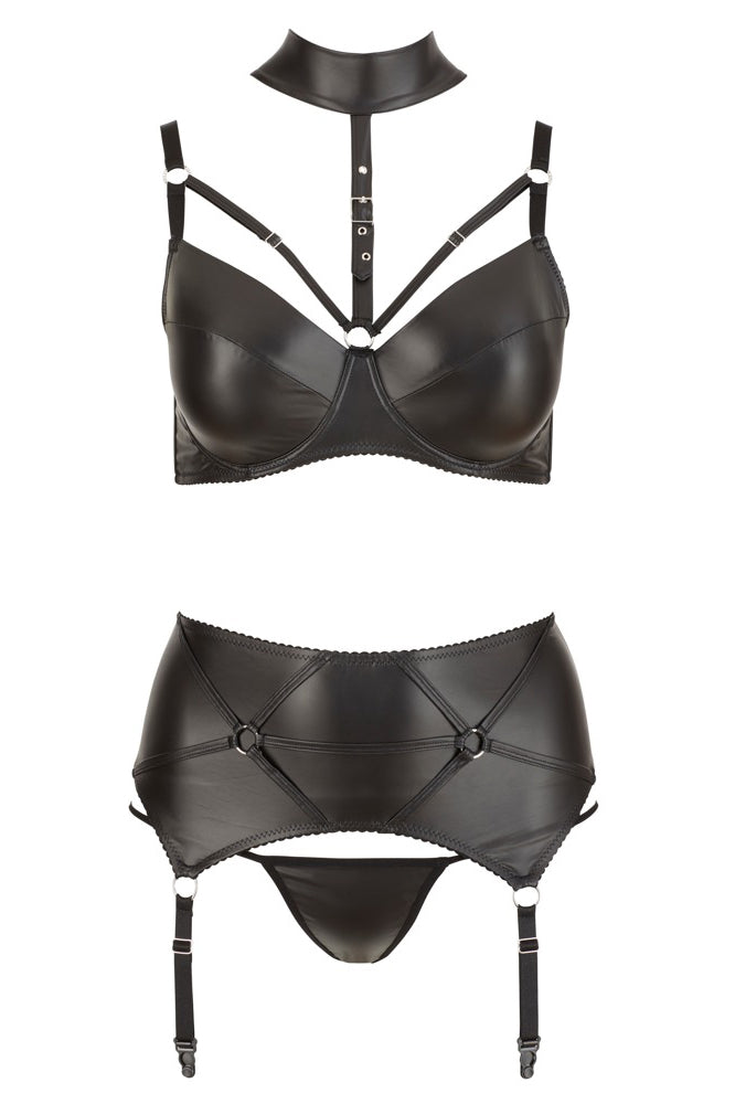 Cottelli Collection Plus Size 3piece Wetlook Set Angel Clothing