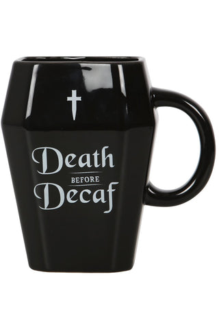 Death Before Decaf Coffin Mug | Angel Clothing