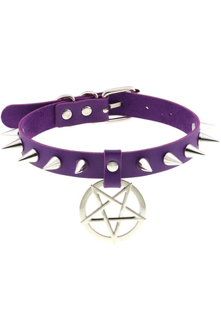 Purple Pentagram Spiked Collar | Angel Clothing