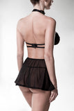Grey Velvet Lingerie Set with Skirt | Angel Clothing