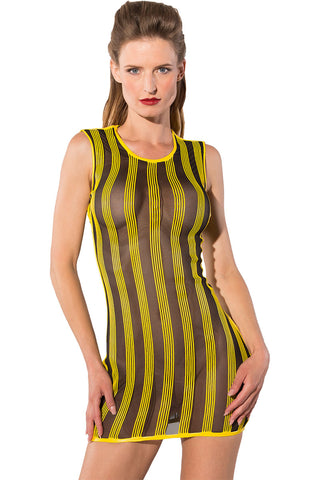 Guilty Pleasure Yellow Striped Datex Dress | Angel Clothing