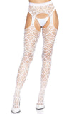 Leg Avenue White Heart Net Suspender Hose | Angel Clothing
