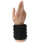 Black Leather Studded Wrist Cuff | Angel Clothing