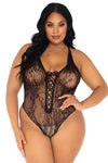 Leg Avenue Plus Size Floral Lace Thong Teddy | Angel Clothing