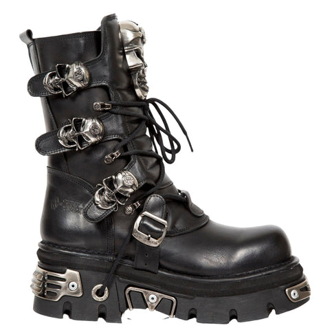 New Rock M.375 S1 Boots Black Skull Design | NEW ROCK Angel Clothing