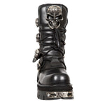 New Rock Black Boots Skull Design M.375-S1 | Angel Clothing