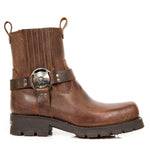 New Rock Brown Motorcycle Ankle Boots | Angel Clothing