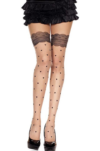Music Legs Faux Heart Tights | Angel Clothing