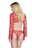 Music Legs Red Tie Front Top Set | Angel Clothing