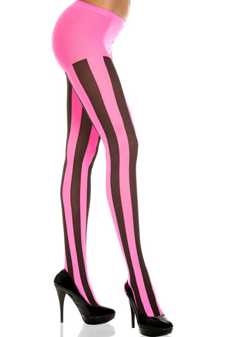 Music Legs Black Pink Vertical Striped Tights | Angel Clothing