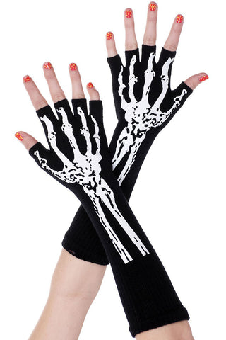 Music Legs Short Print Skeleton Gloves | Angel Clothing