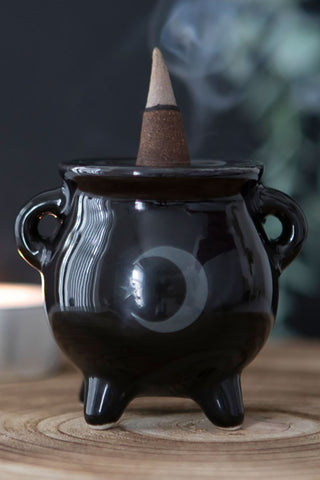 Mystical Moon Cauldron Ceramic Incense Holder | Angel Clothing