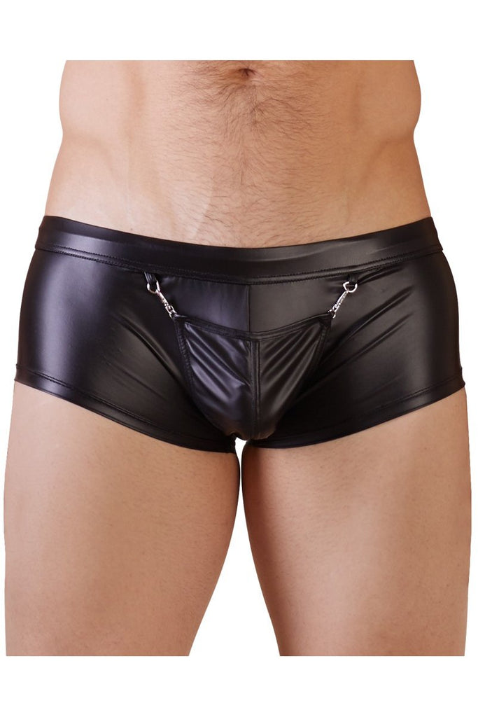 Men's Wetlook Faux Leather Underwear Zipper Trunk Boxer Briefs Shorts  Underpants