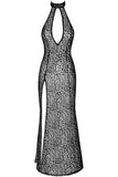 Noir Handmade Long Leopard Flock Dress | Angel Clothing