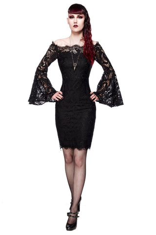 Bewitching Babe Black Lace Bell Sleeve Dress