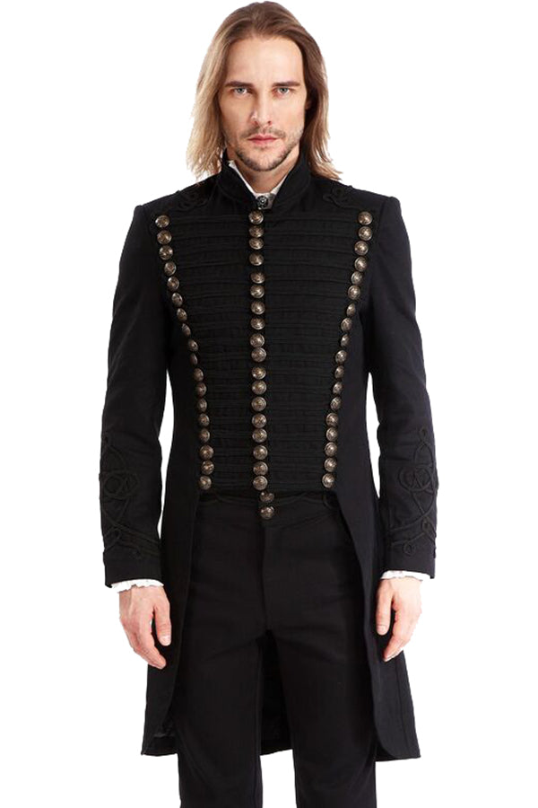 Gothic Military Officer Black Long Coat main image 0