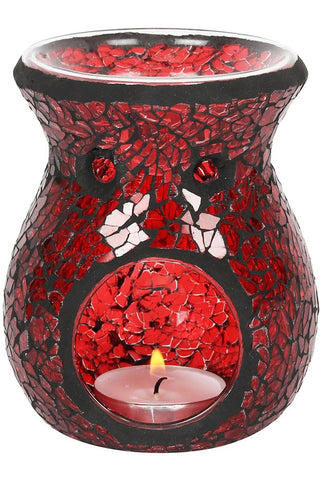 Small Red Crackle Glass Oil Burner | Angel Clothing