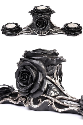 Alchemy Black Rose Triple T-Light Holder | Angel Clothing