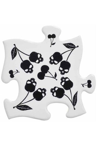 Alchemy Black Skull Cherries Jigsaw Coasters | Angel Clothing