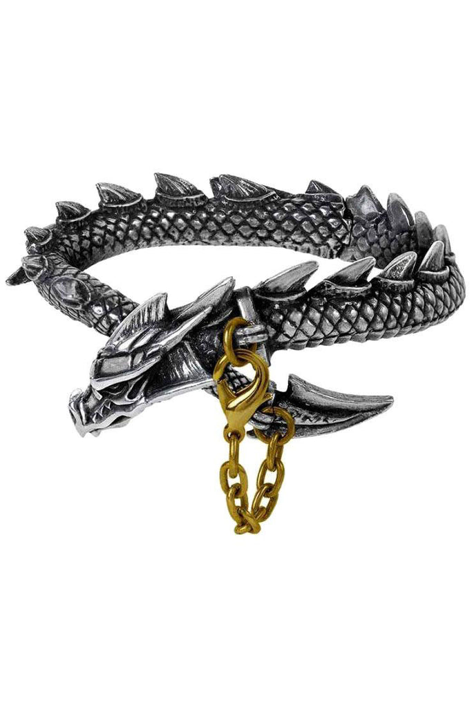 Dragon Skull Wrist Strap Leather and Pewter Gothic Fantasy Bracelet by  Alchemy - Doktress Melange