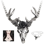 Alchemy White Hart Black Rose Necklace | Angel Clothing