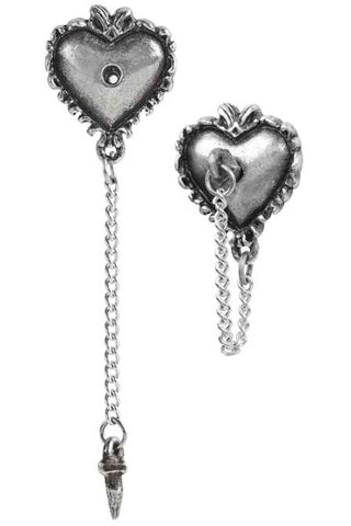 Alchemy Gothic – Set Orecchini A Cuore Devil Heart Per Donna – Peltro – Stile Rock E Alternativo