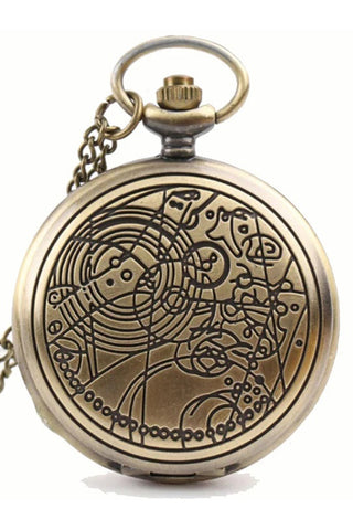 Alien Symbols Steampunk Pocket Watch on Necklace Chain | Angel Clothing