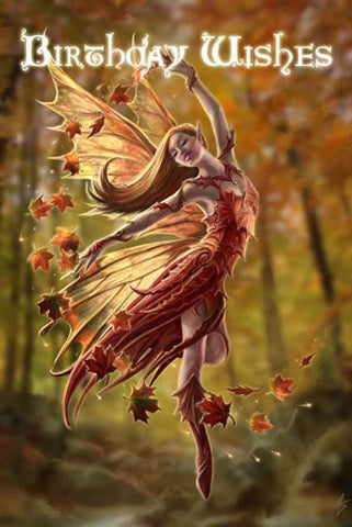 Anne Stokes Autumn Fairy Birthday Card | Angel Clothing