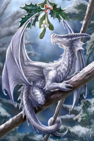 Anne Stokes Snow Dragon Yuletide Card | Angel Clothing