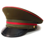 Army Green Military Peaked Cap with Red Trim | Angel Clothing
