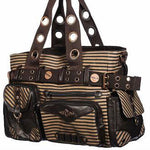 Banned Brown Striped Steampunk Shoulder Bag | Angel Clothing