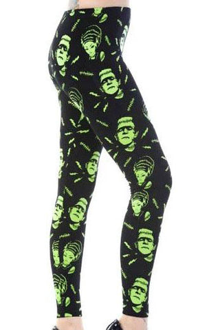 Banned Black and Green Frankenstein Leggings | Angel Clothing