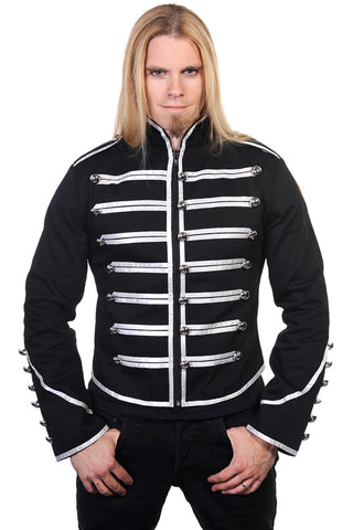 Banned Military Drummer Jacket Black/Silver | Angel Clothing