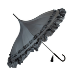 Black Frilled Pagoda Umbrella / Parasol | Angel Clothing