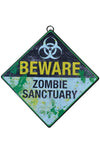 Beware Zombie Sanctuary Metal Sign | Angel Clothing